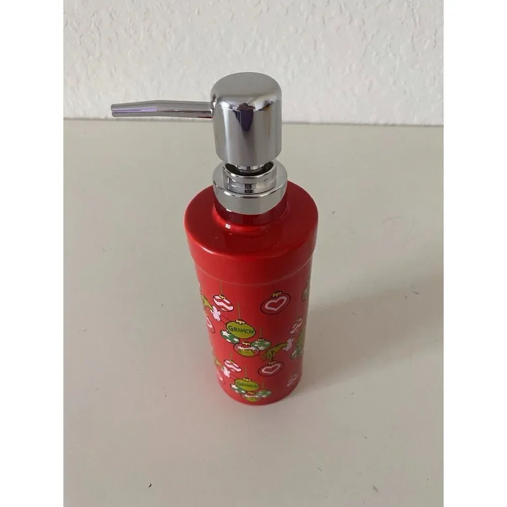 De. Seuss The Grinch Ceramic Soap Dispenser Pump‎ Christmas Ornaments Red NEW